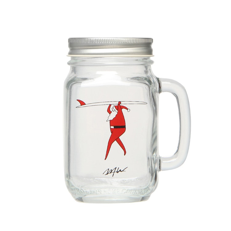 WTWGLASS JAR MUG SURF SANTA